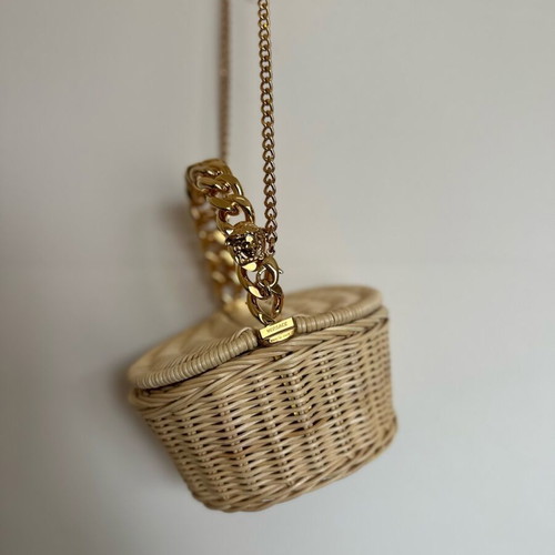 Versace bamboo basket bag new, beige and gold