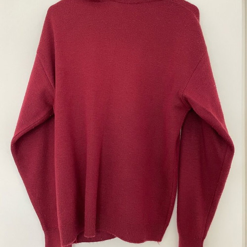 Knitted wool cardigan like new, red, size L
