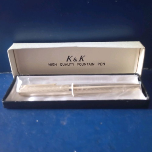 K&K High Quality Fountain Pen new, metal body with letter design
