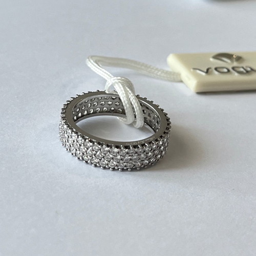 Vogue .925 Solid Silver Ring new, platinum plated with zirconia