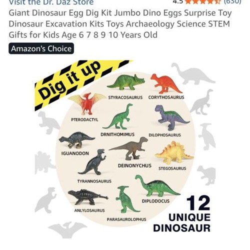Dinosaur Egg Excavation Set with 12 Miniature Dinosaurs and Tools