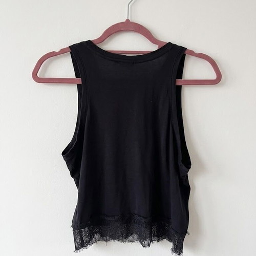 Zara black sleeveless top with lace, like new, size M