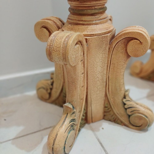 Candle holder set used, two floor-standing, heights 90cm and 62cm