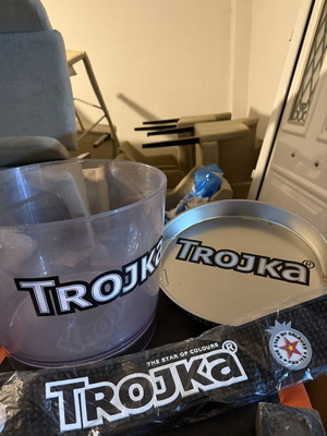 Trojka set of 3 items like new: ice bucket, serving tray, rubber band