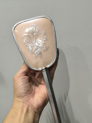 Vintage English Style Hairbrush with Wooden Base and Silver Handle like new