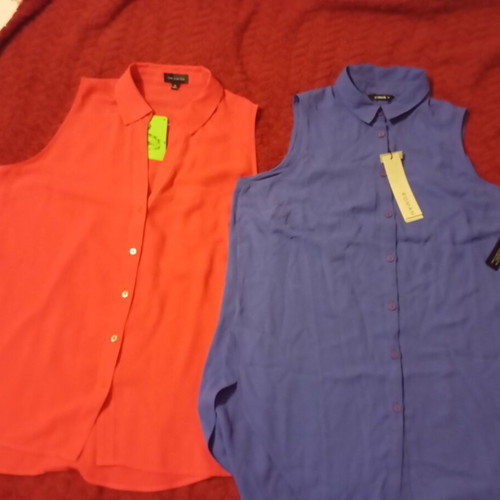 Sleeveless shirts new, size L, red and purple, pack of 2