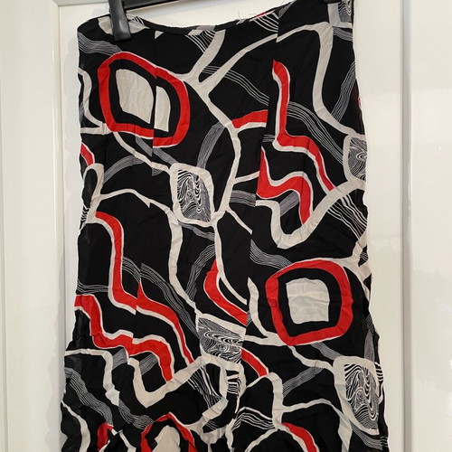 SANTI RQ vintage skirt used, knee length, abstract print, EU 52