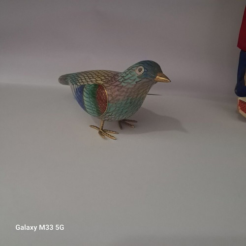 Vintage cloisonné decorative bird figurine