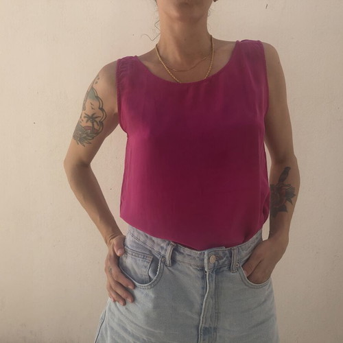 Vintage Silk Top Magenta Size M Like New