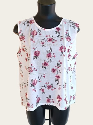 White floral blouse L/XL used with open back
