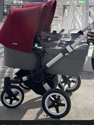 Bugaboo Donkey 2 Twin Stroller Grey Melange & Red Edition like new