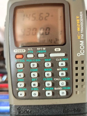 Icom IC-W21ET V/U portable transceiver used with battery case