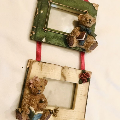 Teddy Bears triple hanging photo frame, vintage