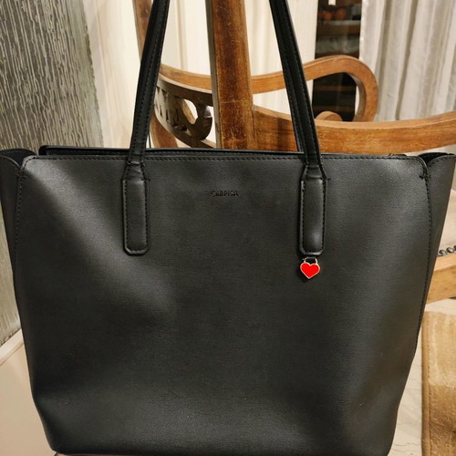 Caprisa shopping bag used, shoulder, black with red heart detail
