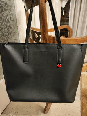 Caprisa shopping bag used, shoulder, black with red heart detail