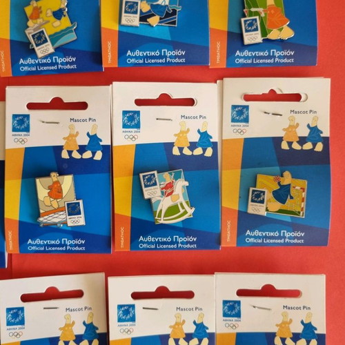 Pins Athens 2004 Mascot Sports new, set of 35 pieces