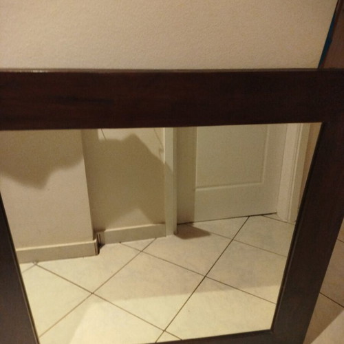 Wooden dining set with 4 chairs and square mirror