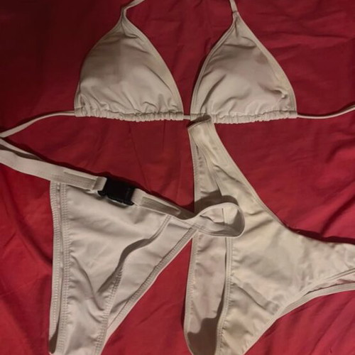 Ivory triangle bikini set like new, classic and timeless design