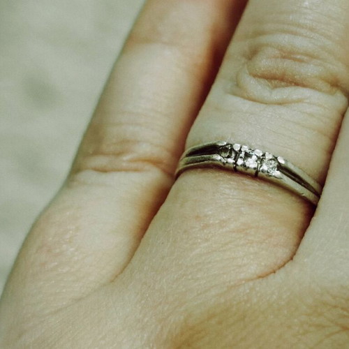 Silver ring 950 proof like new, handmade with zircons