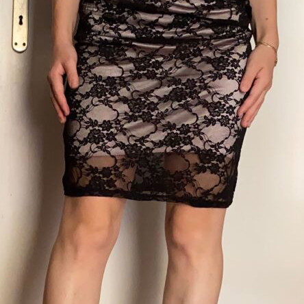 Black evening dress with lace like new, size Medium