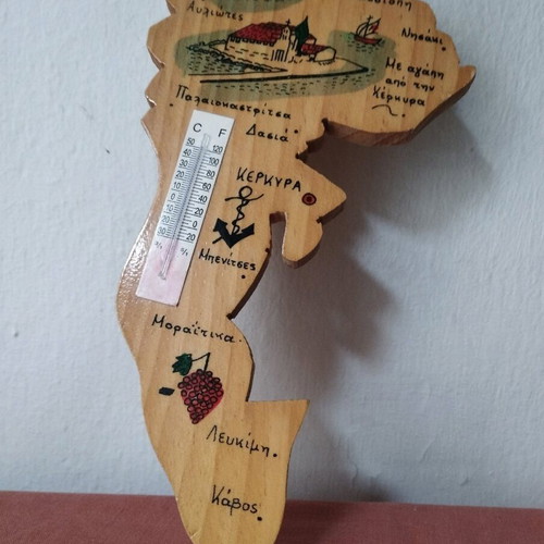 Vintage wooden wall thermometer Corfu like new