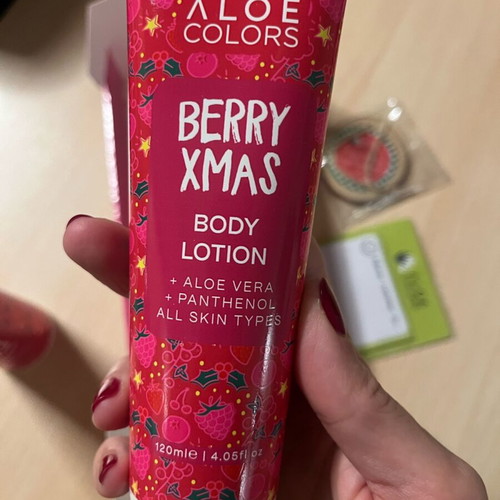 Aloe Colors shower gel and body cream set unused with red fruit scent