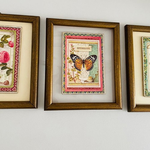 Set of three used frames with wooden frame 17x20