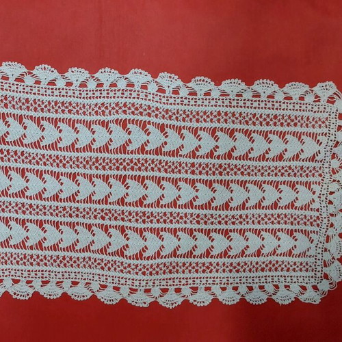 Crochet lace doily 45x24cm white elongated new