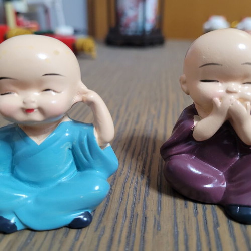 Set of 4 Decorative Miniature Buddha Monks Figurines