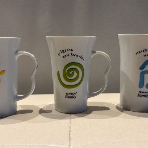 NOUNOU Family vintage porcelain mug set of 3, collectible