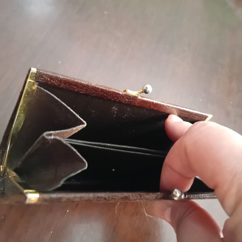 Leather vintage wallet used, brown English style
