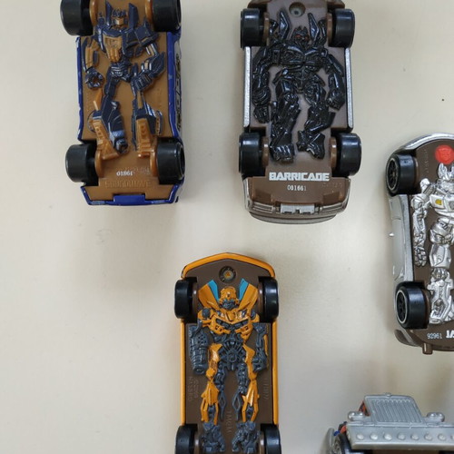 Transformers RPMs toy cars used, set with Optimus Prime and others