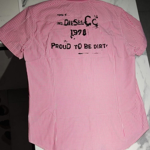Diesel Short-Sleeve Shirt Used XL Checkered White-Pink
