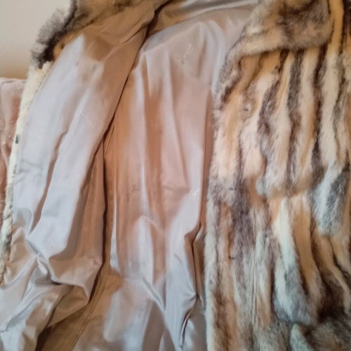 Vintage natural fur like new, gray and beige