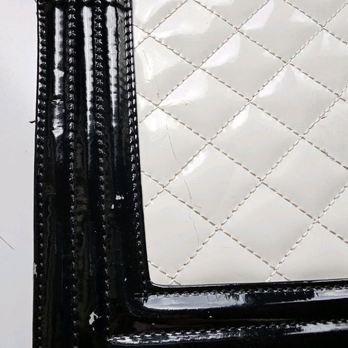 Vintage handbag used, shiny, black and white