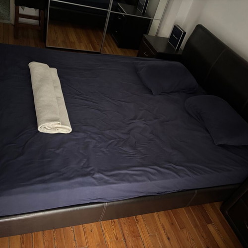 Double bed 160x200 leatherette used without storage