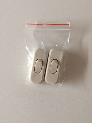 Set of 2 white cable switches for lighting, new