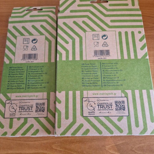 Biodegradable paper straws new, pack of 300 pieces