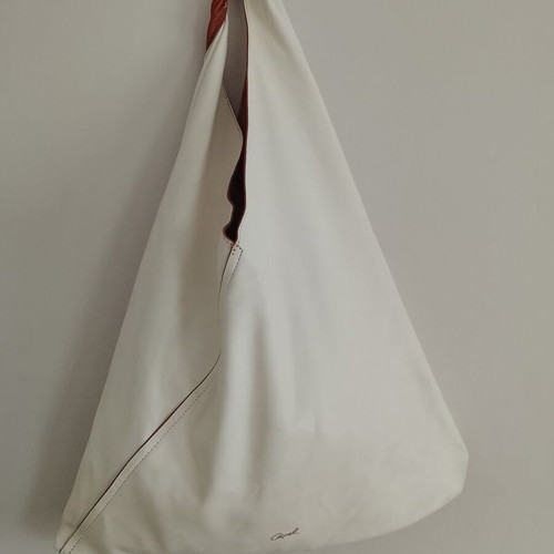 Axel reversible women's shoulder bag, white and brown