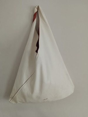Axel reversible women's shoulder bag, white and brown