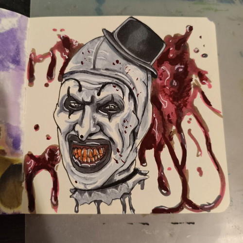Art The Clown handmade drawing with markers like new