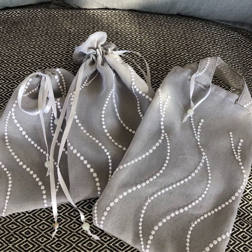 Little trio pouches handmade new set, white and gray