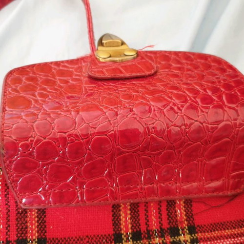 Leather crossbody bag red new Greek brand