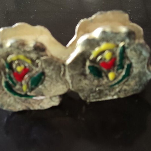 Napkin holder used, old handpainted with enamel
