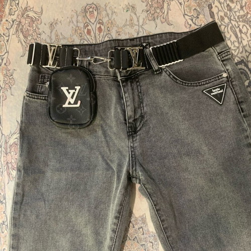 Louis Vuitton women's jeans new with belt and inner wallet grey