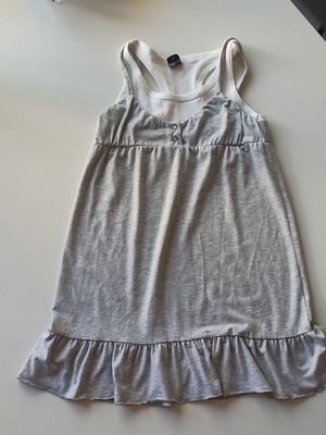 Children's dress used, gray sleeveless with ruffles and sporty back