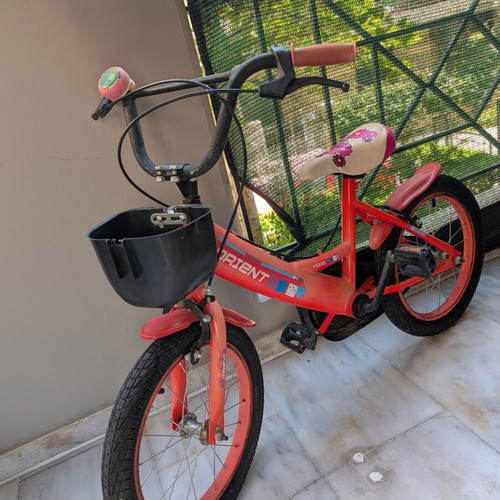 Orient 16" children's bike, red, with basket
