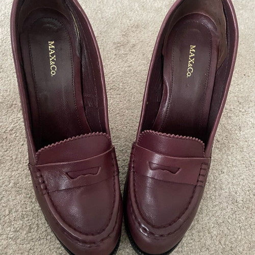 Max & Co Women's Loafers Bordeaux Like New With Heel