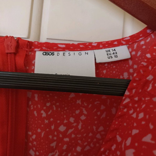 ASOS long dress xl like new, white and red