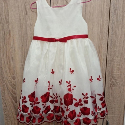 Baby Rose dress for girl 5 years like new, white and red, with tulle and lining